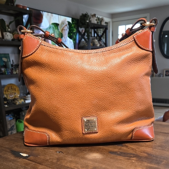 Dooney & Bourke Handbags - Dooney & Bourke Cognac Pebble Leather Hobo Bag Great Everyday Bag Roomy